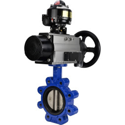 Затвор дисковый поворотный WBV1616E-2W-Fb-H Ду125 Ру16 LUG корпус - чугун QT450, диск - чугун QT450, уплотнение - EPDM, с пневмоприводом PA-DA-105-1, пневмораспределителем 4M310-08 DC24V и БКВ APL-510N EX