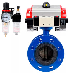 Затвор дисковый поворотный WBV1331E-2W-F-H Ду125 Ру16 фланцевый, корпус - чугун GGG40, диск - нержавеющая сталь 304, уплотнение - EPDM, с пневмоприводом PA-SA-160, пневмораспределителем 4V320-10 AC220V и БПВ AFC2000