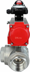 Кран шаровой BV3232P(4pc)-SP-3WL-T-ISO-H Ду50 Ру63 стандартнопроходной трехходовой L-тип, нерж. сталь SS316, внутренняя резьба, уплотнение - PTFE, с пневмоприводом PA-DA-65 и блоком концевых выключателей APL-210N