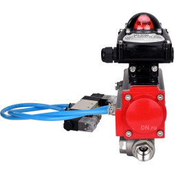 Кран шаровой BV3232P(4pc)-SP-3WL-T-ISO-H Ду65 Ру40, стандартнопроходной, четырехсоставной, корпус - нержавеющая сталь 316, уплотнение - PTFE, внутренняя резьба, с пневмоприводом PA-DA-083, пневмораспределителем 4V320-08 AC220V, БКВ APL-210N