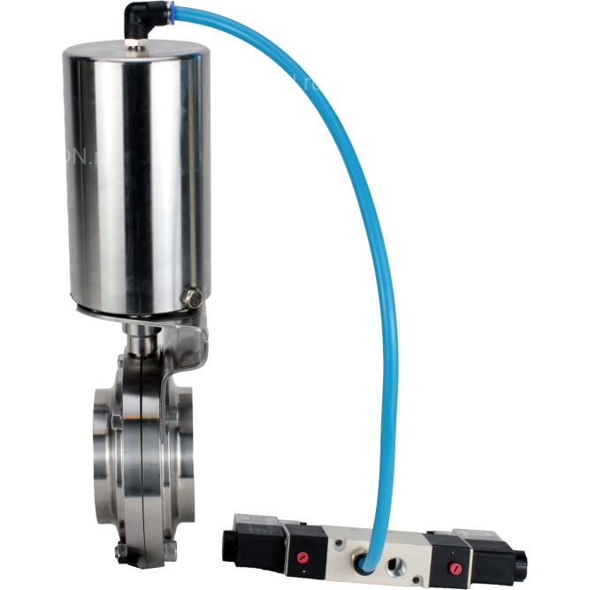 Затвор дисковый поворотный WBV3131S-2W-W-H Ду15 Ру10 под приварку, пищевая нержавеющая сталь 304, уплотнение – Silicon, с пневмоприводом PA-SA-85 и пневмораспределителем 4V320-10 AC220V в Омске