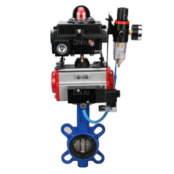 Затвор дисковый поворотный WBV1413E-2W-Fb-H Ду50 Ру16, корпус - чугун GGG50, диск - чугун GGG40, уплотнение - EPDM, с пневмоприводом PA-DA-065 двойного действия, пневмораспределителем 4M310-08 AC220V, БКВ APL-410N EX, БПВ AFC2000