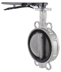 Затвор дисковый поворотный WBV3232V-2W-Fb-H Ду150 Ру16 межфланцевый, корпус - нержавеющая сталь 316L, диск - нержавеющая сталь 316L, уплотнение - VITON, с рукояткой, квадрат 14х14, F07