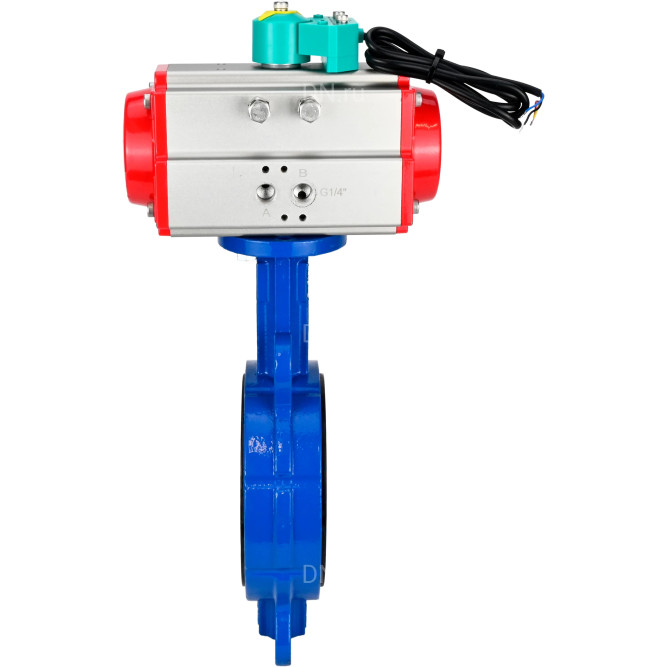 Затвор дисковый поворотный для абразивных сред WBV1632E-2W-Fb-H Ду50 Ру16 корпус - чугун QT450, диск - нержавеющая сталь 316L, уплотнение - EPDM, с пневмоприводом PA-DA-052 и магнитным переключателем ALS200D в Омске