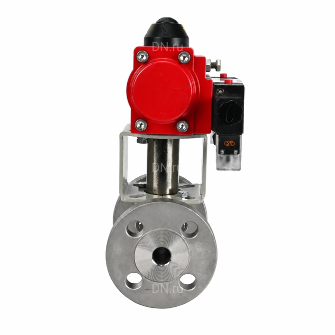 Кран шаровой BV3131P(3pc)-FP-F-ISO-H Ду80 Ру25 полнопроходной, фланцевый, корпус - нержавеющая сталь 304, PTFE, с пневмоприводом PA-DA-105 и пневмораспределителем 4M320-10 AC220V в Омске