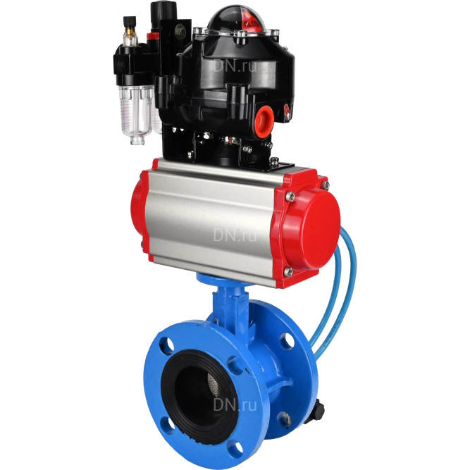 Затвор дисковый поворотный WBV1313E-2W-F-H Ду200 Ру16 фланцевый, корпус - чугун GGG40, диск - чугун GGG40, EPDM, с пневмоприводом PA-DA-140, пневмораспределителем 4V320-10 AC220V, БКВ APL-510N EX и БПВ AFC2000 в Омске