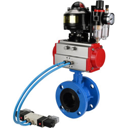 Затвор дисковый поворотный WBV1313E-2W-F-H Ду50 Ру16 фланцевый, корпус - чугун GGG40, диск - чугун GGG40, EPDM, с пневмоприводом PA-DA-105, пневмораспределителем 4V320-10 AC220V, БКВ APL-510N EX и БПВ AFC2000