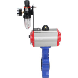 Затвор дисковый поворотный WBV1616N-2W-Fb-H Ду65 Ру16 LUG корпус - чугун QT450, диск - чугун QT450, уплотнение - NBR, с пневмоприводом PA-SA-105, пневмораспределителем 4M310-08 DC24V и БПВ AFC2000