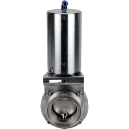 Затвор дисковый поворотный WBV3131S-2W-T-H Ду20 Ру10 резьбовой, пищевая нержавеющая сталь 304, уплотнение – Silicon, с пневмоприводом PA-SA-85 с возвратными пружинами
