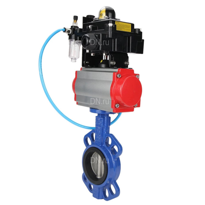 Затвор дисковый поворотный WBV1413E-2W-Fb-H Ду80 Ру16, корпус - чугун GGG50, диск - чугун GGG40, уплотнение - EPDM, с пневмоприводом PA-DA-083 двойного действия, пневмораспределителем 4M310-08 AC220V, БКВ APL-410N EX, БПВ AFC2000 в Омске