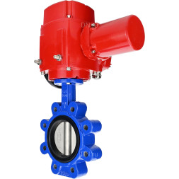 Затвор дисковый поворотный WBV1616N-2W-Fb-H Ду125 Ру16 LUG межфланцевый, корпус - чугун QT450, диск - чугун QT450, уплотнение - NBR, с электроприводом QT-EX-015M-O2-220VAC-У1 с моментной муфтой и штурвалом