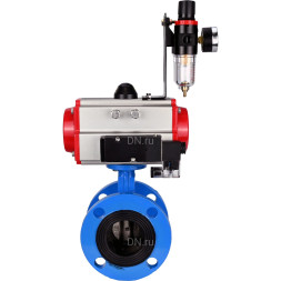 Затвор дисковый поворотный WBV1313E-2W-F-H Ду125 Ру16 фланцевый, корпус - чугун GGG40, диск - чугун GGG40, уплотнение - EPDM, с пневмоприводом PA-DA-130, пневмораспределителем 4M310-08 AC220V и БПВ AFC2000