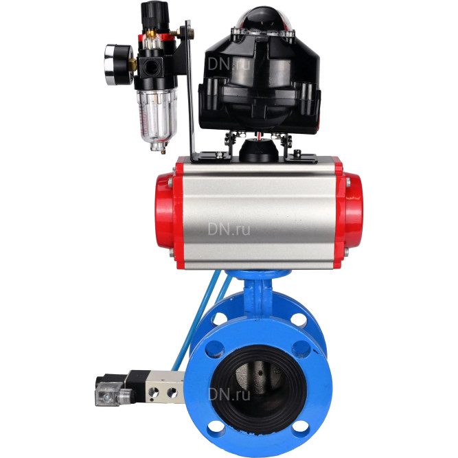 Затвор дисковый поворотный WBV1313E-2W-F-H Ду65 Ру16 фланцевый, корпус - чугун GGG40, диск - чугун GGG40, EPDM, с пневмоприводом PA-DA-105, пневмораспределителем 4V320-10 AC220V, БКВ APL-510N EX и БПВ AFC2000 в Омске