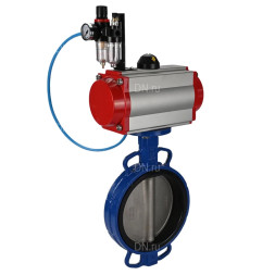 Затвор дисковый поворотный WBV1432E-2W-Fb-H Ду300 Ру16, корпус - чугун GGG50, диск - нержавеющая сталь 316L, уплотнение - EPDM, с пневмоприводом PA-SA-210 с возвратными пружинами, пневмораспределителем 4M310-08 DC24V, БПВ AFC2000