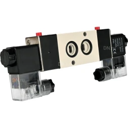 Пневмораспределитель 4M320-08 AC220V 1/4″ бистабильный, пятиканальный, с двусторонним ЭМУ для четвертьоборотных пневмоприводов (на корпус)