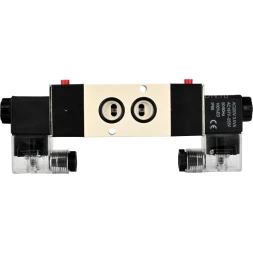 Пневмораспределитель 4M320-08 AC220V 1/4″ бистабильный, пятиканальный, с двусторонним ЭМУ для четвертьоборотных пневмоприводов (на корпус)