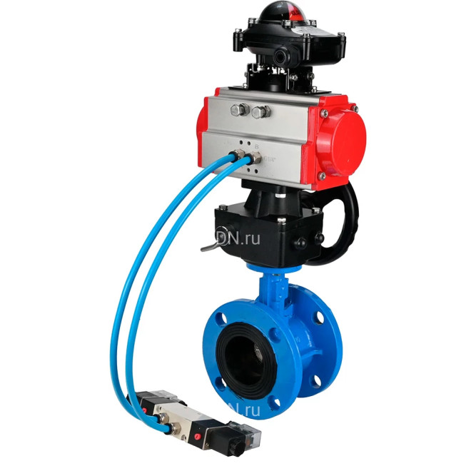 Затвор дисковый поворотный WBV1313E-2W-F-H Ду200 Ру16, корпус - чугун GGG40, диск - чугун GGG40, уплотнение - EPDM, с пневмоприводом PA-DA-140, пневмораспределителем 4M320-10 AC220V, ручным дублером MON2-450-T28-ISO и БКВ APL-210N в Омске