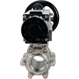 Кран шаровой BV3232P(3pc)-FP-SW-ISO-H Ду100 Ру63 полнопроходной, корпус - нержавеющая сталь SS316, под приварку, с пневмоприводом PA-DA-105-1