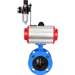Затвор дисковый поворотный WBV1313E-2W-F-H Ду150 Ру16 фланцевый, корпус - чугун GGG40, диск - чугун GGG40, уплотнение - EPDM, с пневмоприводом PA-DA-130, пневмораспределителем 4M310-08 AC220V и БПВ AFC2000