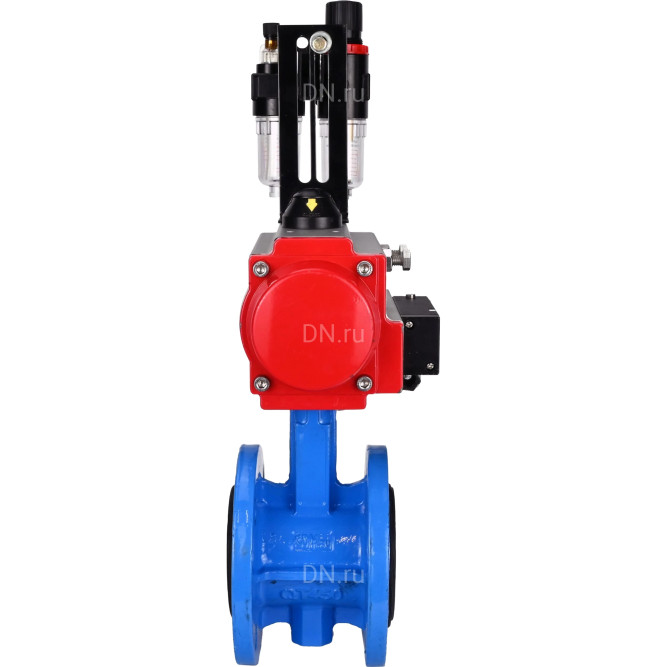 Затвор дисковый поворотный WBV1313E-2W-F-H Ду150 Ру16 фланцевый, корпус - чугун GGG40, диск - чугун GGG40, уплотнение - EPDM, с пневмоприводом PA-DA-130, пневмораспределителем 4M310-08 AC220V и БПВ AFC2000 в Омске