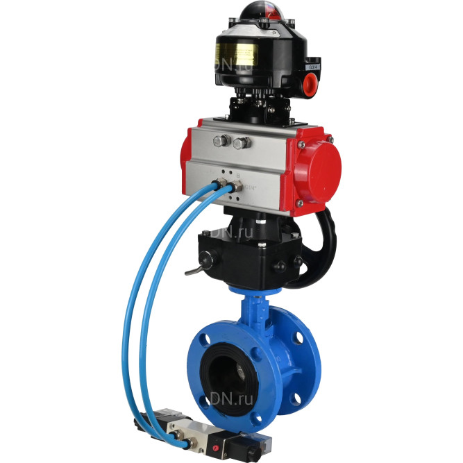 Затвор дисковый поворотный WBV1313E-2W-F-H Ду200 Ру16 фланцевый, корпус - чугун GGG40, диск - чугун GGG40, EPDM, с пневмоприводом PA-DA-140, пневмораспределителем 4V320-08 AC220V, БКВ APL-510N EX и ручным дублером MON2-450-T28-ISO в Омске