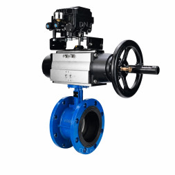 Затвор дисковый поворотный WBV1331E-2W-F-H Ду50 Ру16 фланцевый, корпус - чугун GGG40, диск - нержавеющая сталь 304, уплотнение - EPDM, с пневмоприводом PA-DA-105-1 и позиционером YT-1000RSN без обратной связи