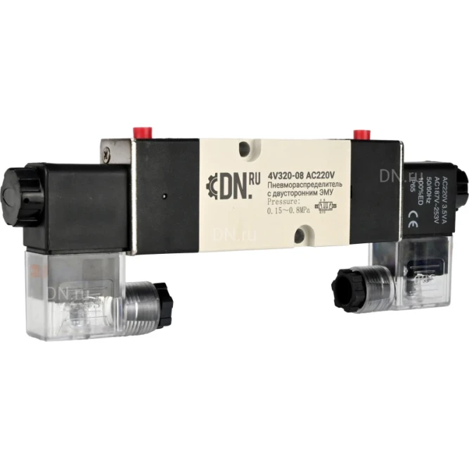 Пневмораспределитель 4M320-10 AC220V 3/8″ бистабильный, пятиканальный, с двусторонним ЭМУ для четвертьоборотных пневмоприводов (на корпус) в Омске