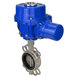 Затвор дисковый поворотный WBV3232E-2W-Fb-H Ду65 Ру16, корпус - нержавеющая сталь 316L, диск - нержавеющая сталь 316L, уплотнение - EPDM, с электроприводом QT-N-005M-O2-220VAC-У1 с моментной муфтой и штурвалом