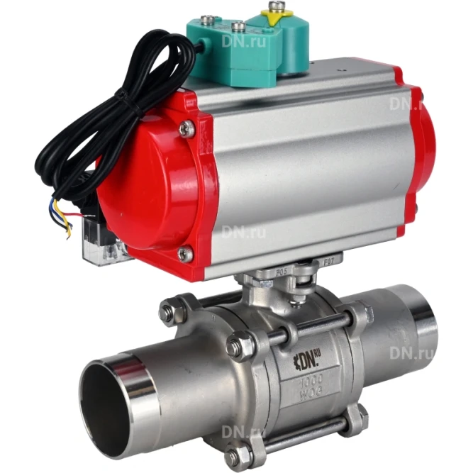 Кран шаровой BV3131P(3pc)-FP-W-ISO-H LONG Ду10 Ру63 полнопроходной, корпус - нержавеющая сталь 304, уплотнение - PTFE, под приварку, с пневмоприводом PA-DA-052, пневмораспределителем 4M310-08 AC220V и магнитным переключателем ALS200D в Омске