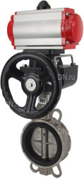 Затвор дисковый поворотный WBV3232V-2W-Fb-H Ду125 Ру16, корпус - нержавеющая сталь 316L, диск - нержавеющая сталь 316L, уплотнение - Viton, с пневмоприводом PA-DA-083, пневмораспределителем 4M310-08 AC220V, ручным дублером MON2-450-T28-ISO