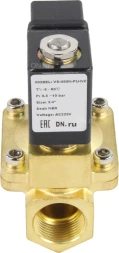 Клапан электромагнитный VS400-VT-NC-24VDC 1 1/4″ Ду32 Ру16, соленоидный двухходовой, корпус - латунь, уплотнение - Viton, резьбовой, нормально-закрытый, пилотный, катушка - 24В