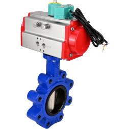Затвор дисковый поворотный WBV1616N-2W-Fb-H Ду50 Ру16 LUG корпус - чугун QT450, диск - чугун QT450, уплотнение - NBR, с пневмоприводом PA-DA-065 и магнитным переключателем ALS200D