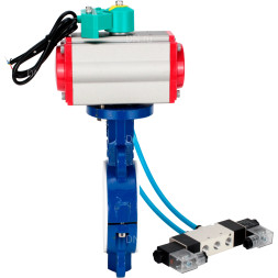Затвор дисковый поворотный WBV3434Pf-2W-Fb-H Ду125 Ру16 корпус - углеродистая сталь WCB, диск - углеродистая сталь WCB, футерованный PTFE, уплотнение - PTFE, с PA-DA-083, 4V320-10 AC220V и ALS200D