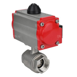 Кран шаровой BV3232P(2pc)-FP-T-ISO-H Ду20 Ру63 полнопроходной двухходовой, нержавеющая сталь 316, внутренняя резьба, уплотнение - PTFE, с пневмоприводом PA-SA-052 с возвратными пружинами и пневмораспределителем 4M310-08 AC220V