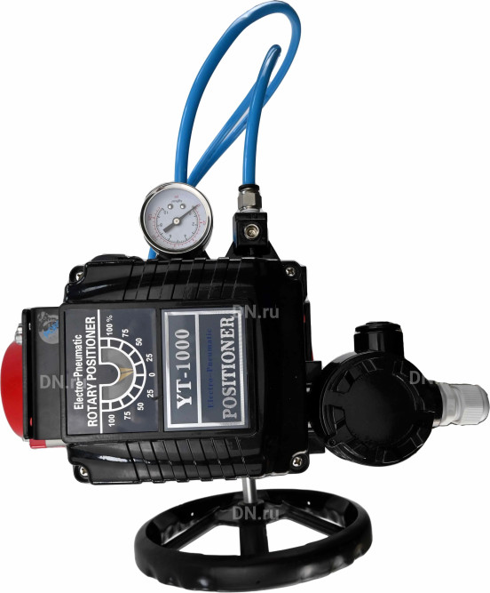 Кран шаровой BV3232P(4pc)-SP-3WL-T-ISO-H Ду20 Ру63 стандартнопроходной, внутренняя резьба, нерж. сталь SS316 SS316, L-типа, с пн.приводом PA-DA-065, ручным дублером MON1-250-T26-ISO и электропневматич. позиционером YT-1000RSN с обратной связью в Омске