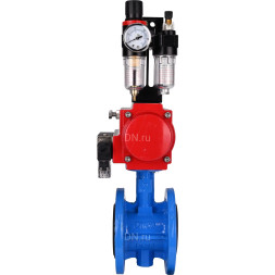 Затвор дисковый поворотный WBV1313E-2W-F-H Ду50 Ру16 фланцевый, корпус - чугун GGG40, диск - чугун GGG40, уплотнение - EPDM, с пневмоприводом PA-DA-105, пневмораспределителем 4M310-08 AC220V и БПВ AFC2000