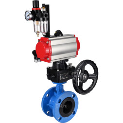 Затвор дисковый поворотный WBV1313E-2W-F-H Ду150 Ру16 фланцевый, корпус - чугун GGG40, диск - чугун GGG40, EPDM, с пневмоприводом PA-DA-130, пневмораспределителем 4M310-08 DC24V, ручным дублером MON1-250-T26-ISO и БПВ AFC2000