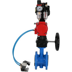 Затвор дисковый поворотный WBV1313E-2W-F-H Ду125 Ру16 фланцевый, корпус - чугун GGG40, диск - чугун GGG40, EPDM, с пневмоприводом PA-DA-130, пневмораспределителем 4V320-10 AC220V, БКВ APL-510N EX, ручным дублером MON1-250-T26-ISO и БПВ AFC2000