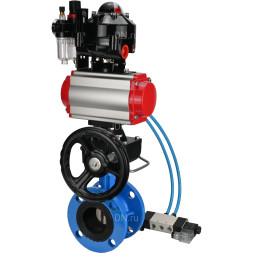 Затвор дисковый поворотный WBV1313E-2W-F-H Ду125 Ру16 фланцевый, корпус - чугун GGG40, диск - чугун GGG40, EPDM, с пневмоприводом PA-DA-130, пневмораспределителем 4V320-10 AC220V, БКВ APL-510N EX, ручным дублером MON1-250-T26-ISO и БПВ AFC2000