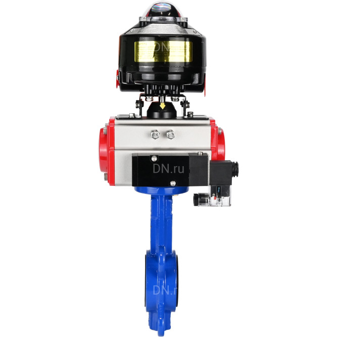 Затвор дисковый поворотный WBV1132N-2W-Fb-H Ду40 Ру16, корпус - чугун GG25, диск - нержавеющая сталь 316L, уплотнение - NBR, с пневмоприводом PA-DA-052 двойного действия, пневмораспределителем 4M310-08 DC24V, БКВ APL-510N-EX в Омске
