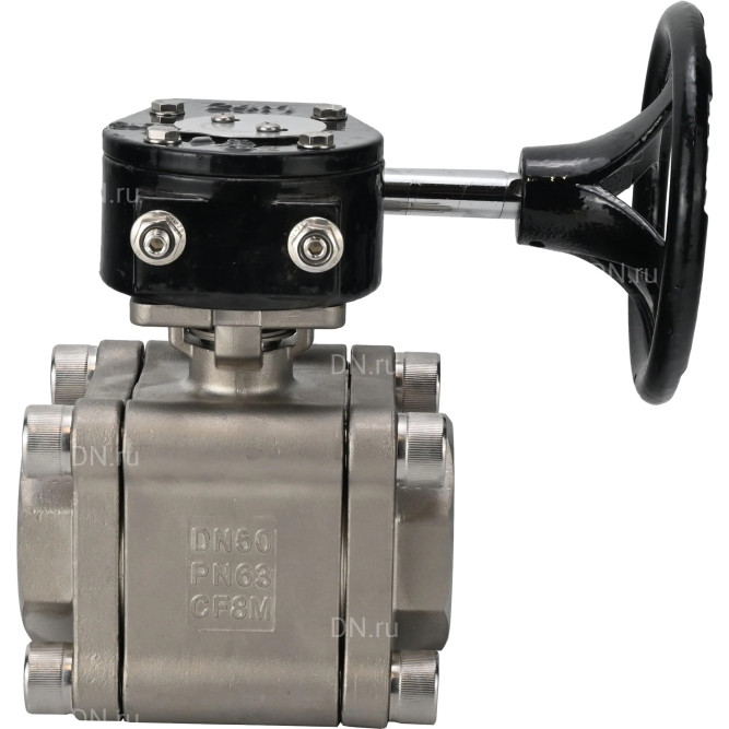 Кран шаровой BV3232P(3pc)-FP-SW-ISO-H Ду50 Ру63 полнопроходной, корпус - нержавеющая сталь SS316, под приварку, с редуктором RDN RQN3-150Z-T24 в Омске