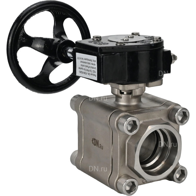 Кран шаровой BV3232P(3pc)-FP-SW-ISO-H Ду50 Ру63 полнопроходной, корпус - нержавеющая сталь SS316, под приварку, с редуктором RDN RQN3-150Z-T24 в Омске