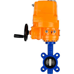 Затвор дисковый поворотный WBV1616E-2W-Fb-H Ду100 Ру16 LUG межфланцевый, корпус - чугун QT450, диск - чугун QT450, уплотнение - EPDM, с электроприводом QT-EX-010EM-O2-220VAC-У1 220В