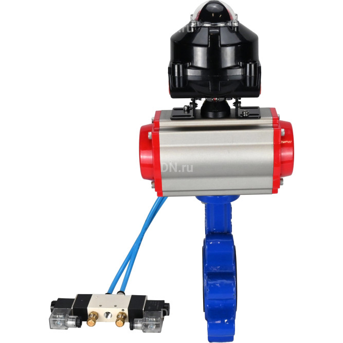 Затвор дисковый поворотный WBV1616E-2W-Fb-H Ду50 Ру16 LUG корпус - чугун QT450, диск - чугун QT450, уплотнение - EPDM, с пневмоприводом PA-DA-065, пневмораспределителем 4V320-08 AC220V и БКВ APL-510N EX в Омске