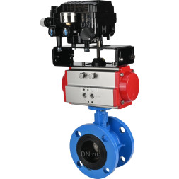 Затвор дисковый поворотный WBV1313E-2W-F-H Ду50 Ру16 фланцевый, корпус - чугун GGG40, диск - чугун GGG40, уплотнение - EPDM, с пневмоприводом PA-DA-105 и позиционером YT-1000RSN с обратной связью