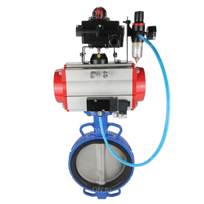 Затвор дисковый поворотный WBV1413E-2W-Fb-H Ду300 Ру16, корпус - чугун GGG50, диск - чугун GGG40, уплотнение - EPDM, с пневмоприводом PA-DA-140 двойного действия, пневмораспределителем 4M310-08 AC220V, БКВ APL-410N EX, БПВ AFC2000 в Омске
