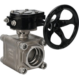 Кран шаровой BV3232P(3pc)-FP-SW-ISO-H Ду65 Ру63 полнопроходной, корпус - нержавеющая сталь SS316, под приварку, с редуктором RDN RQN4-500Z-T30