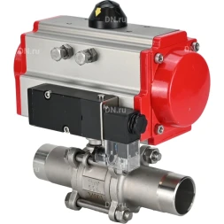 Кран шаровой BV3131P(3pc)-FP-W-ISO-H LONG Ду125 Ру16 полнопроходной, корпус - нержавеющая сталь 304, уплотнение - PTFE, под приварку, с пневмоприводом PA-SA-210 и пневмораспределителем 4M310-08 AC220V