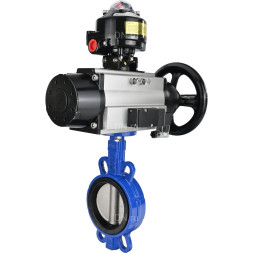 Затвор дисковый поворотный WBV1432N-2W-Fb-H Ду125 Ру16, корпус - чугун GGG50, диск - нержавеющая сталь 316L, уплотнение - NBR, с пневмоприводом PA-DA-105-1 двойного действия, пневмораспределителем 4M310-08 DC24V, БКВ APL-510N-EX