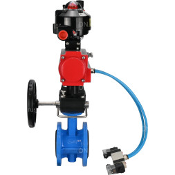 Затвор дисковый поворотный WBV1313E-2W-F-H Ду200 Ру16 фланцевый, корпус - чугун GGG40, диск - чугун GGG40, EPDM, с пневмоприводом PA-DA-140, пневмораспределителем 4V320-10 AC220V, БКВ APL-510N EX, ручным дублером MON2-450-T28-ISO и БПВ AFC2000